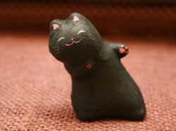 画像1: ちぎり和紙のぞき猫　黒猫 