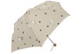 【雨晴兼用】水玉とねこ折りたたみ傘　ベージュ