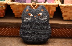 画像1: きらきらキッチンスポンジ　ネコBK