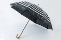 【晴雨兼用】ボーダーと猫と音符ショート傘　黒