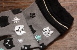 画像3: ふくれ編み文化足袋　ねこ