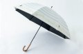 【晴雨兼用】ボーダーと猫と音符ショート傘　オフホワイト
