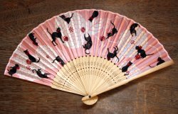 画像1: シルクの扇子　ねこ袋