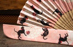画像3: シルクの扇子　ねこ袋