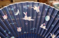 画像2: シルクの扇子　月うさぎ