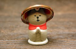 画像1: 笠猫地蔵（笠付き）