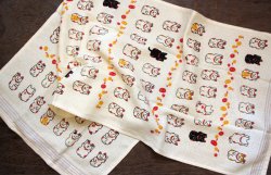 画像1: 招福猫フェイスタオル　サンドベージュ