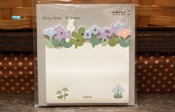 画像1: 型抜付せん紙　花畑うさぎ