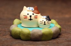 画像1: 温泉親子猫