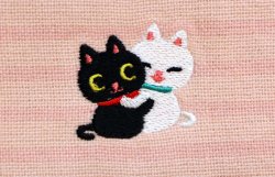 画像3: 白黒猫ちゃん刺繍ミニタオルハンカチ　桃