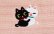 画像3: 白黒猫ちゃん刺繍ミニタオルハンカチ　桃 (3)