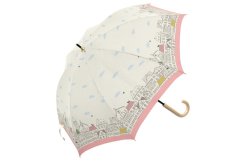 画像1: 【晴雨兼用】『街並みプリント』ショート傘　オフ白