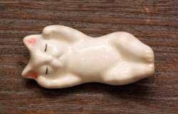 画像1: 昭和の箸置き　ねこ箸置き 白