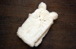 画像1: ウサファー指ぬきグローブ　アイボリー