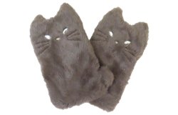 画像3: ネコファー 指ぬきグローブ　ダークグレイ
