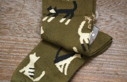 画像2: ネコネコソックス　カーキ