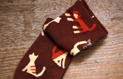 画像2: ネコネコソックス　ブラウン