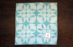 画像1: 竹笹堂刺繍ガーゼパイルタオル　うさぎあわせ（青）	