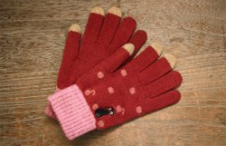 画像1: 音たま裏起毛手袋　レッド