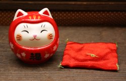 画像6: 彩絵開運猫だるま貯金箱(赤)
