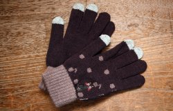 画像1: 音たま裏起毛手袋　ネイビー