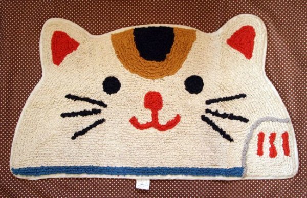 画像1: セミサークルマット　招き猫 (1)