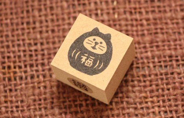 画像1: FUKUMONOはんこ　福猫だるま (1)
