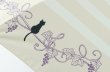 画像2: 【晴雨兼用】ボーダーと猫と音符ショート傘　ベージュ (2)