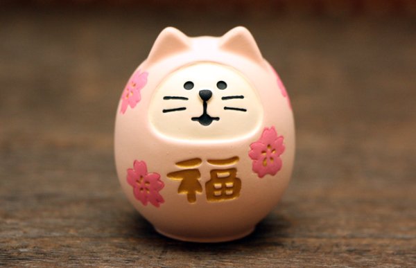 画像1: 桜咲く猫だるま (1)