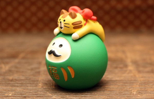 画像2: だるまLOVE猫・緑 (2)