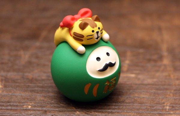 画像4: だるまLOVE猫・緑 (4)