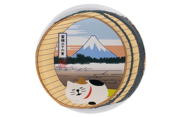 画像4: 旅猫 in 浮世絵アクリルマグネット・木桶と富士 (4)