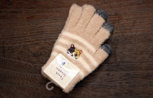 画像1: スマホ手袋　ミケ (1)