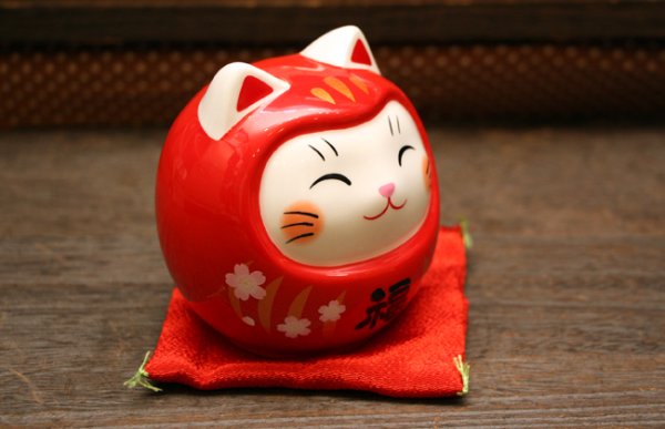 画像4: 彩絵開運猫だるま貯金箱(赤) (4)