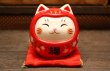 画像1: 彩絵開運猫だるま貯金箱(赤) (1)