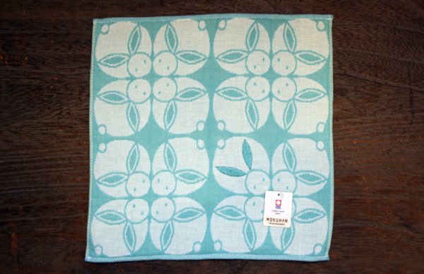 画像1: 竹笹堂刺繍ガーゼパイルタオル　うさぎあわせ（青）	 (1)