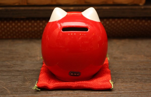画像3: 彩絵開運猫だるま貯金箱(赤) (3)